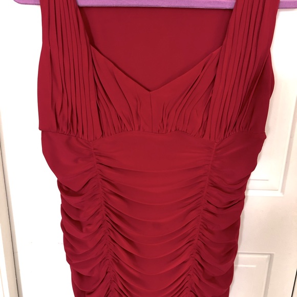 Jessica Ruched Red Midi Dress - Picture 2 of 6